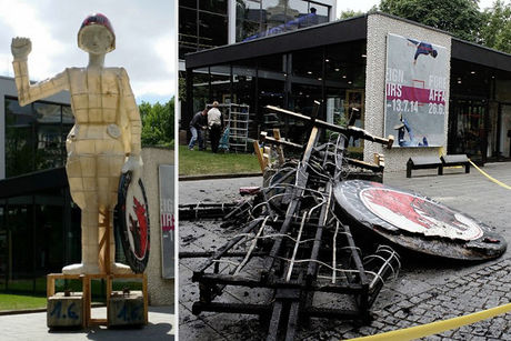 Destroyed sculpture in front of Berliner Festspiele, June 25, 2014 