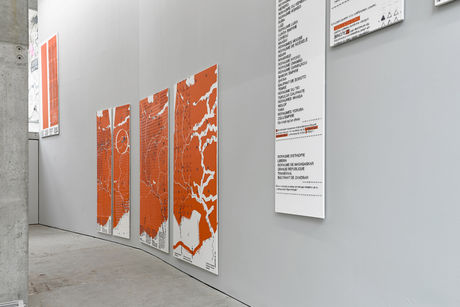 Dierk Schmidt, Die Teilung der Erde/ The Division of the Earth (Kasseler Serie/ Kassel Series), 2007 Acrylic, silicone on untreated cotton, oil on PVC foil Dimensions variable