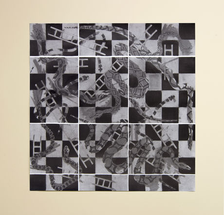 o.T. (Ladders and Snakes), 2011, graphite on paper, 71x71 cm