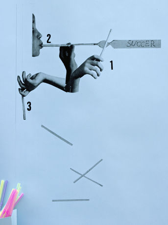 Alice Creischer, In einem Theater, Namens The Establishment of Matters of Fact, 2012, installation (poster, straws), KOW