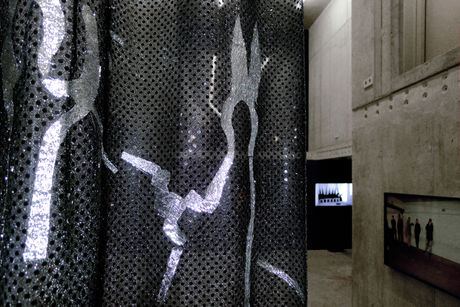 ﻿﻿Alice Creischer, Andreas Siekmann, Untitled (for ExArgentina), 2004, Curtain (silver fabric on sequined fabric)