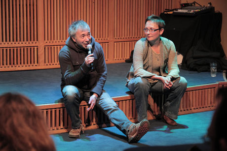 Dmitry Vilensky with Tsaplya Olga Egorova, both from Chto Delat