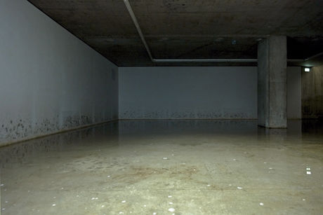 Arno Brandlhuber, Im Archipel, KOW exhibition space filled with water, Sep 2012 (Photo: Alexander Koch)