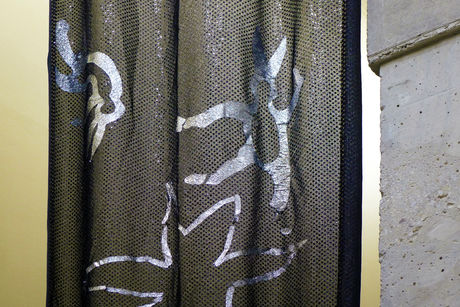 ﻿﻿Alice Creischer, Andreas Siekmann, Untitled (for ExArgentina), 2004, Curtain (silver fabric on sequined fabric)